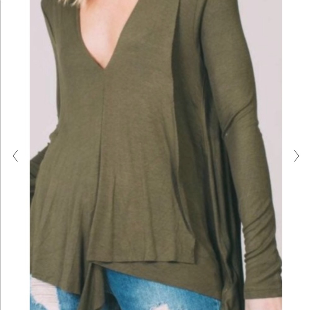 Free People uptown top green ribbed